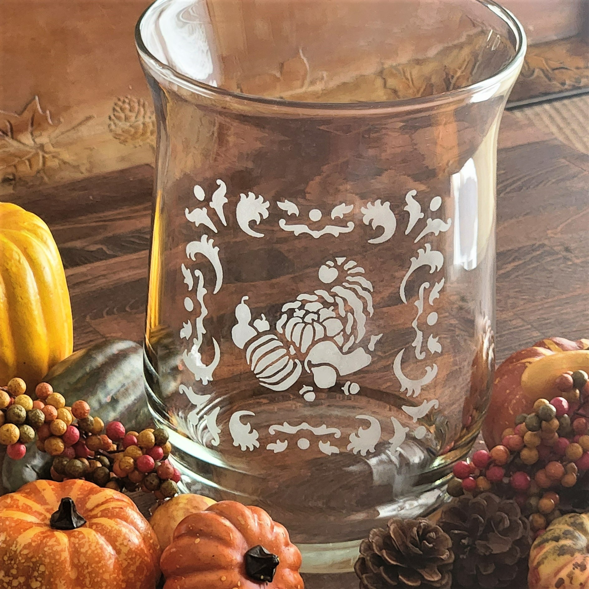 Glass Etching: Thanksgiving Dinner Table